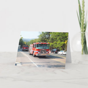 Fire trucks holiday card