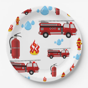 Fire Trucks Kids Party Boys Paper Napkins Paper Plate