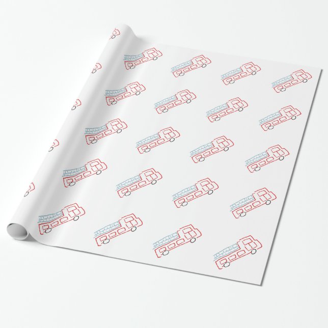 Fire Trucks Wrapping Paper (Unrolled)