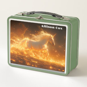 Fire Unicorn Metal Lunch Box