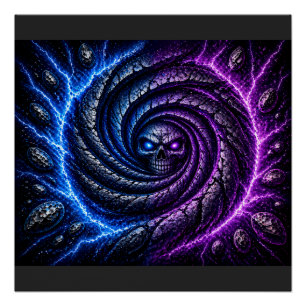 Fire vs Ice Skull Vortex Poster – Hypnotic Optical