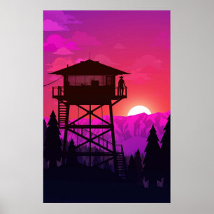 Fire Watch Lookout Tower  Poster