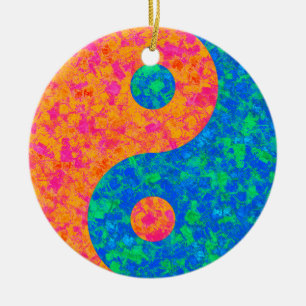 Fire & Water Abstract Yin Yang Ornamnet Ceramic Tree Decoration
