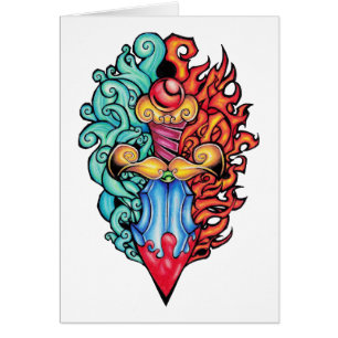 Fire & Water Dagger Tattoo