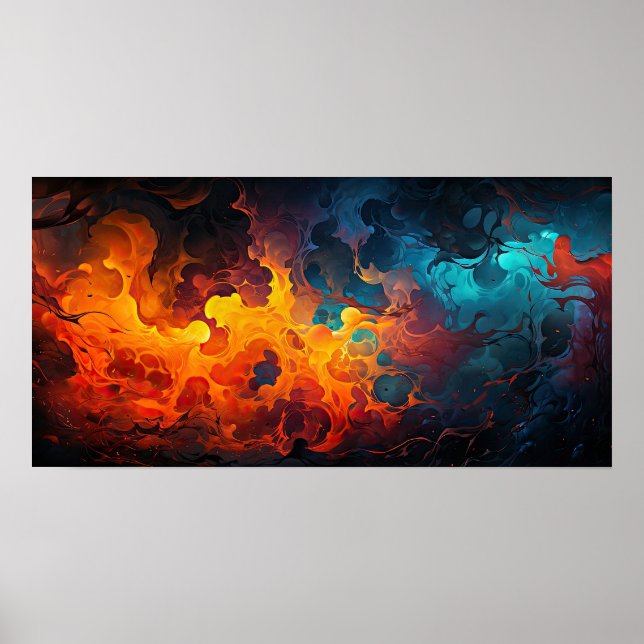 Fire Water Energy Modern Art Poster (Front)