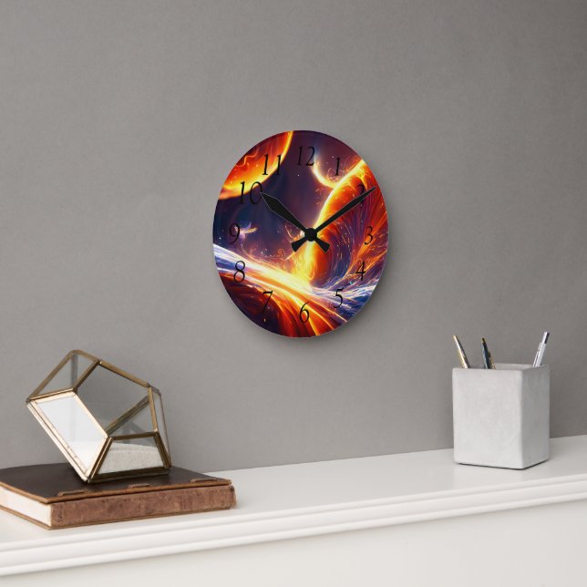 Fire Water Space Round Clock (Office)