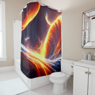 Fire Water Space Shower Curtain