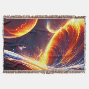 Fire Water Space Throw Blanket