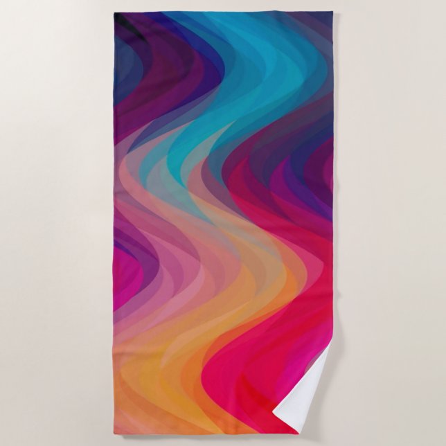 Fire Waves Beach Towel (Front)