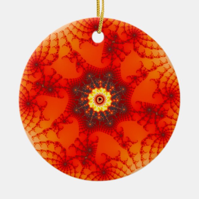 Fire Web - Fractal Art Ceramic Tree Decoration (Front)