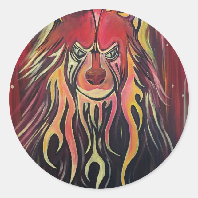 Fire Wolf   Classic Round Sticker (Front)