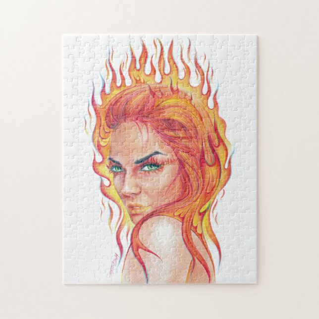 Fire Woman Surreal fantasy Portrait drawing art Jigsaw Puzzle (Vertical)