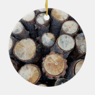 fire wood tree logs original nature photograph ceramic tree decoration