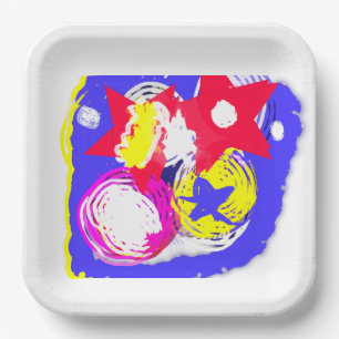 Fire work party paper plate