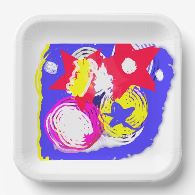 Fire work party  paper plate (Front)