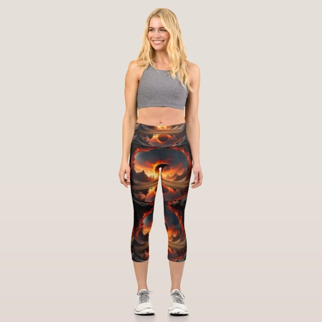 Fire World Sunset Capri Leggings (Front)