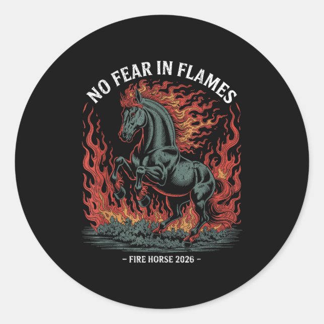 Fire Year Of The Horse – Chinese Zodiac New Year 2 Classic Round Sticker (Front)