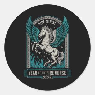 Fire Year Of The Horse – Chinese Zodiac New Year 2 Classic Round Sticker