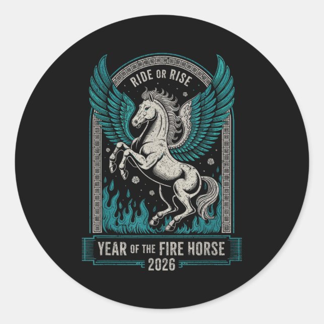 Fire Year Of The Horse – Chinese Zodiac New Year 2 Classic Round Sticker (Front)
