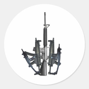 Firearm Middle Finger Classic Round Sticker