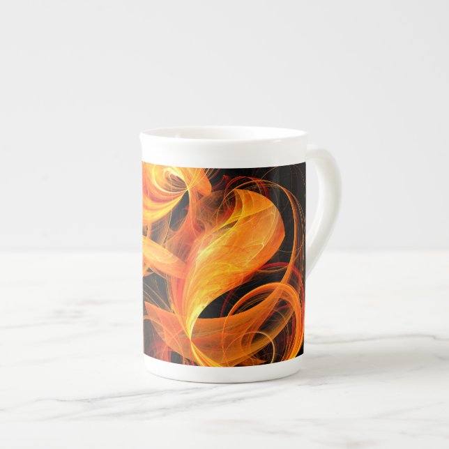 Fireball Abstract Art Bone China Mug (Front Right)