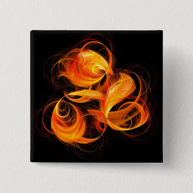 Fireball Abstract Art Button (square) (Front)