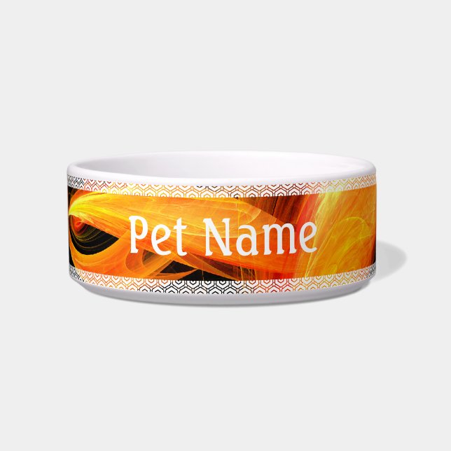 Fireball Abstract Art Cat Bowl (Front)