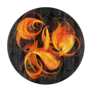 Fireball Abstract Art Circle Cutting Board