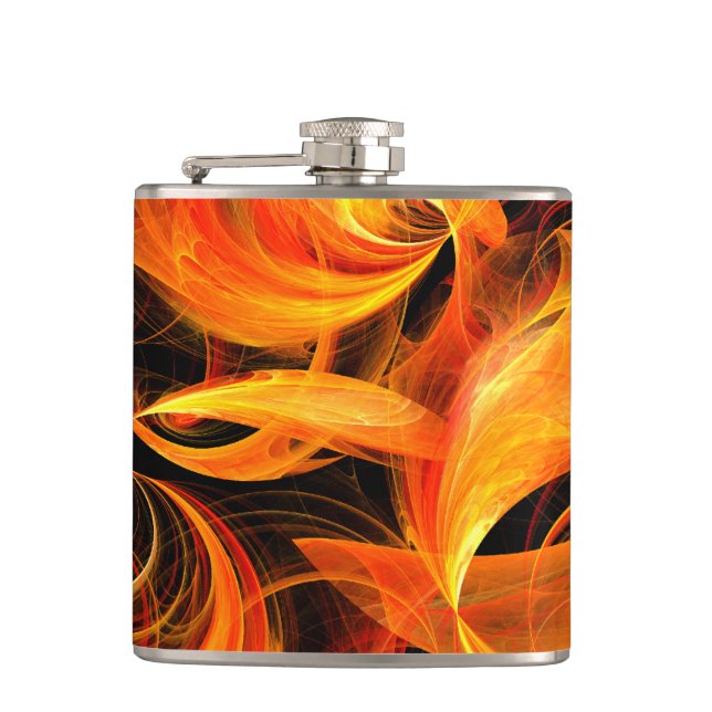 Fireball Abstract Art Hip Flask (Front)