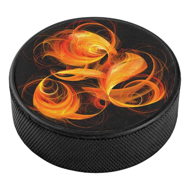 Fireball Abstract Art Hockey Puck (3/4)
