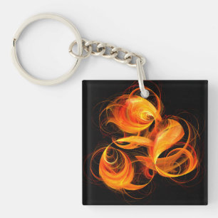 Fireball Abstract Art Key Ring