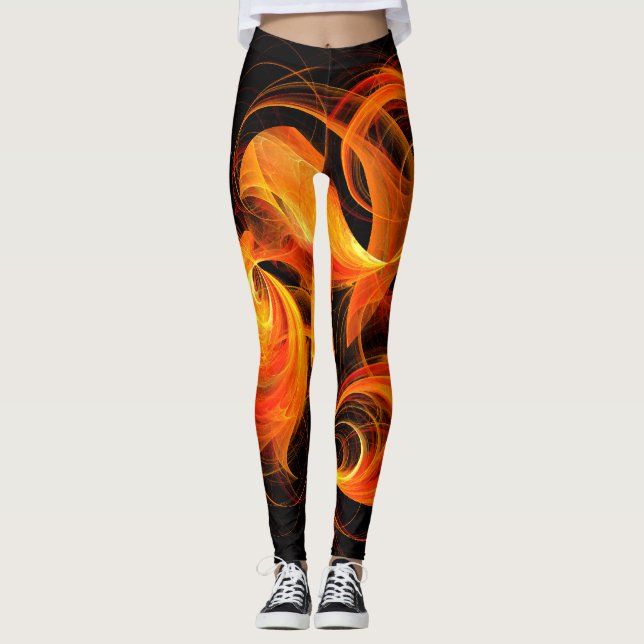 Fireball Abstract Art Leggings (Front)
