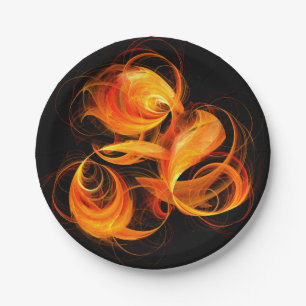 Fireball Abstract Art Paper Plate