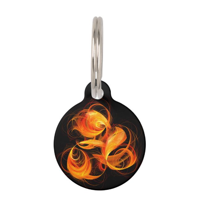 Fireball Abstract Art Round Pet Tag (Front)