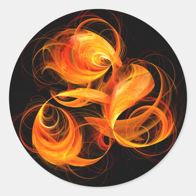 Fireball Abstract Art Round Sticker (Front)