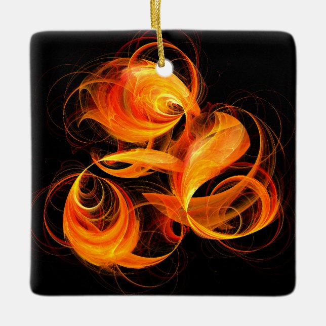 Fireball Abstract Art Square Ornament (Front)