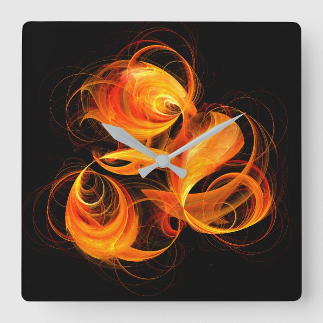 Fireball Abstract Art Square Square Wall Clock (Front)