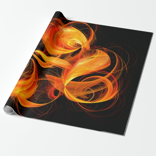 Fireball Abstract Art Wrapping Paper (Unrolled)