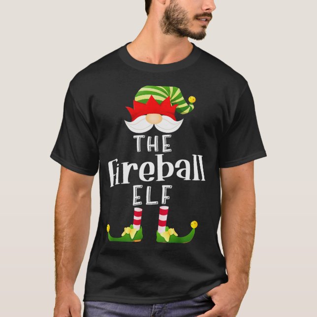Fireball Elf Group Christmas Funny Pajama Party  T-Shirt (Front)