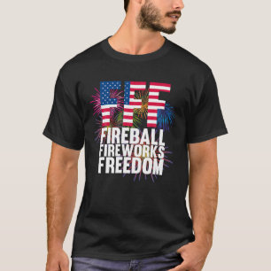 Fireball Fireworks Freedom 4th July American Flag  T-Shirt