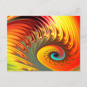 Fireball Fractal Spiral Postcard
