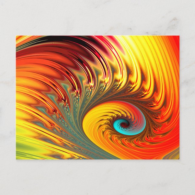 Fireball Fractal Spiral Postcard (Front)