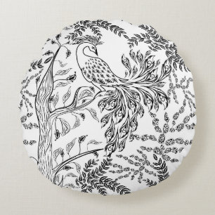 Firebird, bird round cushion