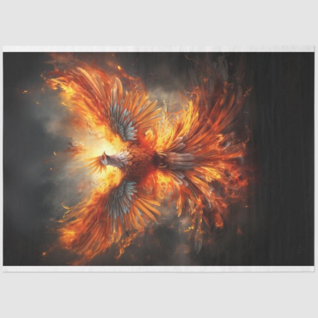 Firebird Phoenix on Fire Decoupage Tissue Paper (Front)