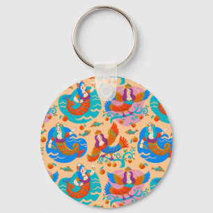Firebirds and mermaids key ring
