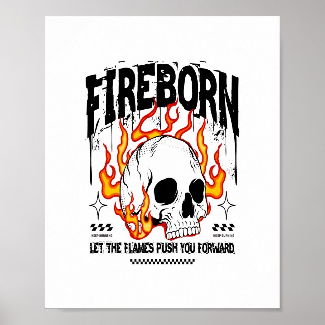 Fireborn Skull Urban Streetwear Poster (Front)