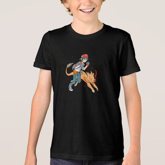 Firebound Duo Anime Inspired Fantasy Creature  Tri-Blend Shirt (Front)