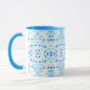 Firebrand Blue White Abstract Gouache Art Mug