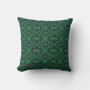 Firebrand Green Black Abstract Gouache Art Cushion