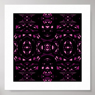 Firebrand Pink Black Abstract Gouache Art Poster